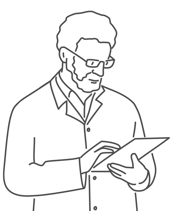 タブレットで最新の知見を見る医師